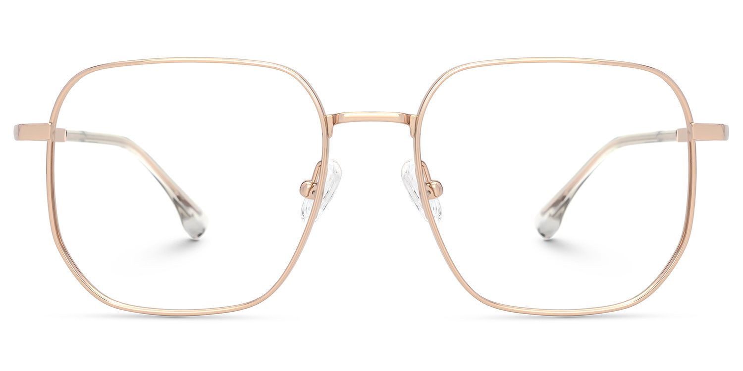 Kerbye Square Gold Eyeglasses with Titanium Material -Zeelool0