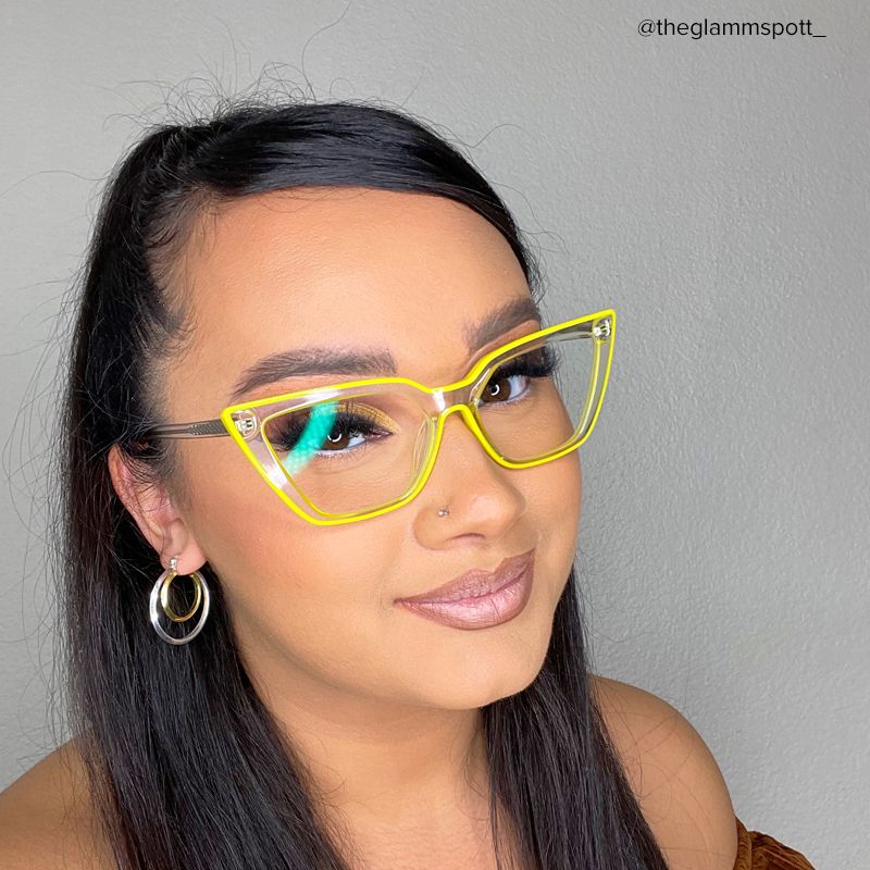Yosef Clear Yellow Cat Eye Frame Glasses, Cyber Eyeglasses5