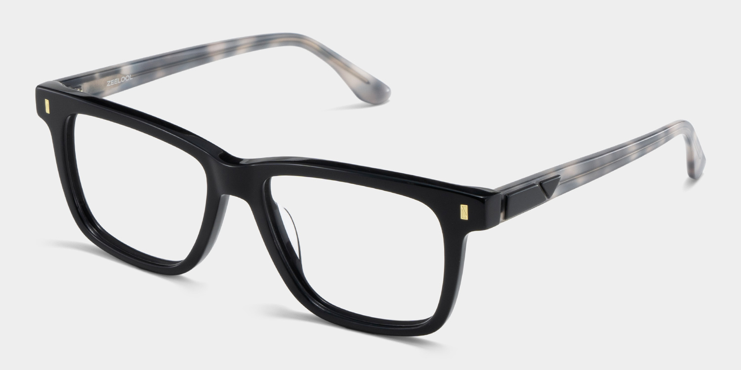 Travis Rectangle Black Glasses2