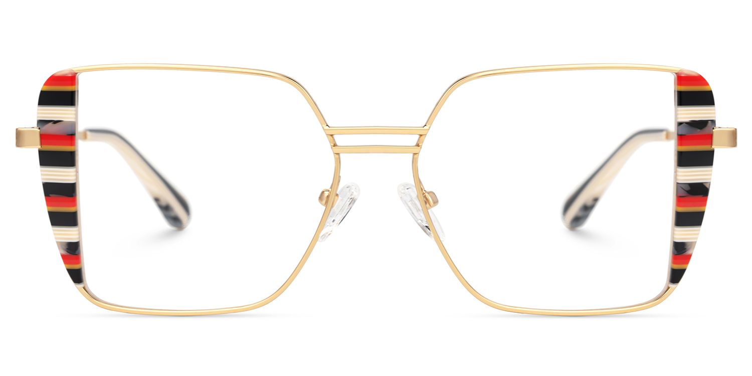 Errica Thin Black Orange Geometric Glasses For Round Face1