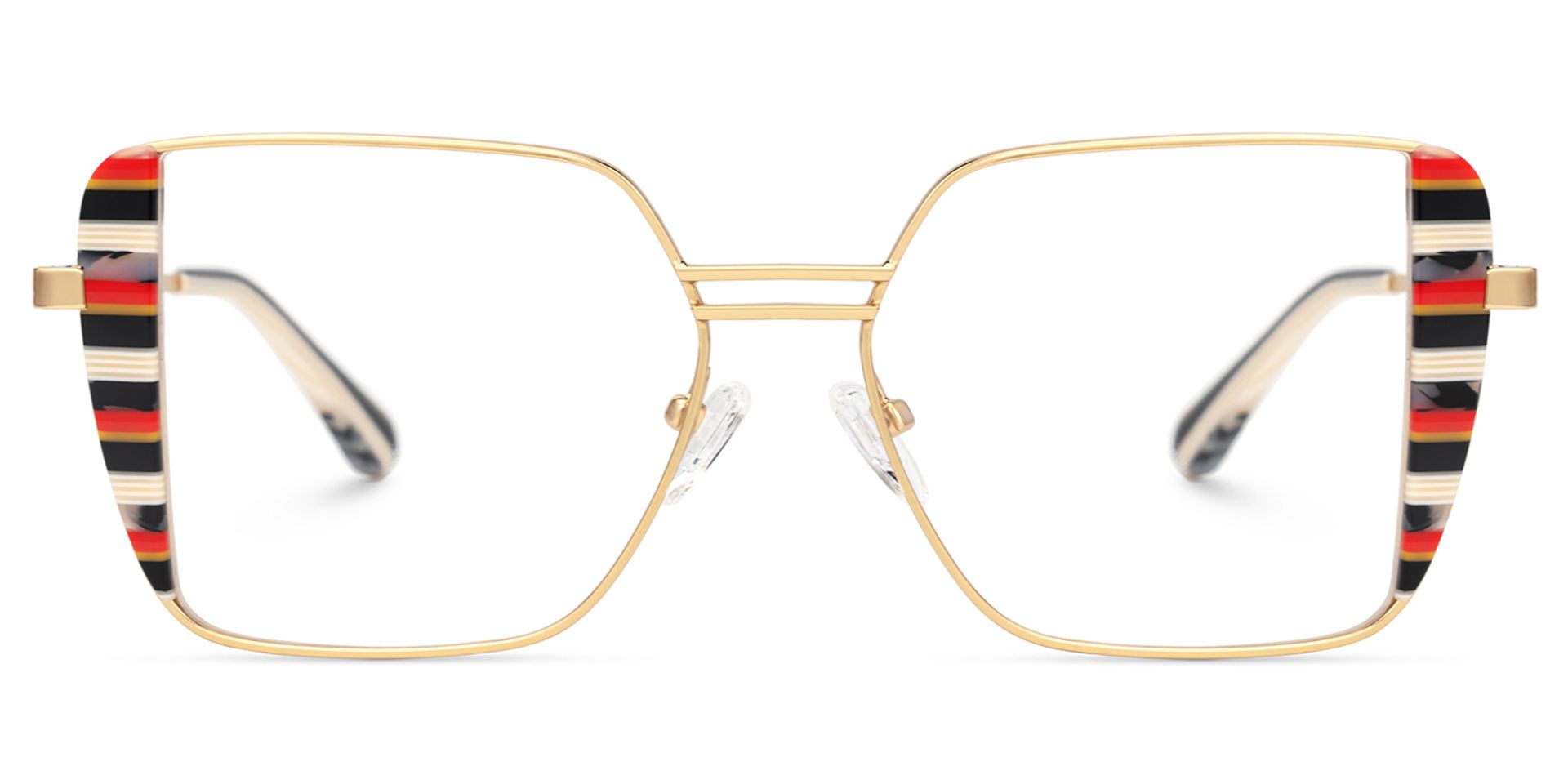 Errica Thin Black Orange Geometric Glasses For Round Face1