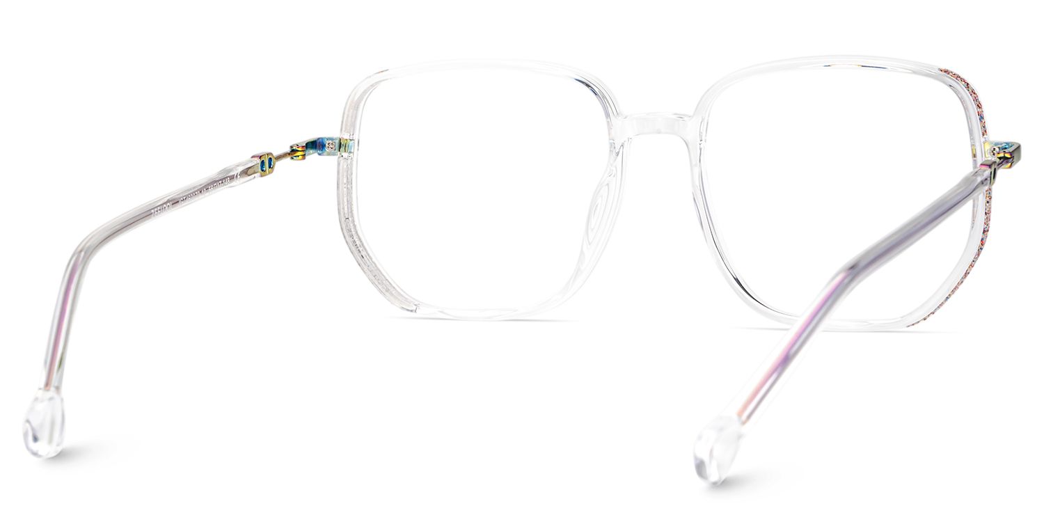 Joana Clear Glasses in Geometric Wide Frame Design | ZEELOOL UK5
