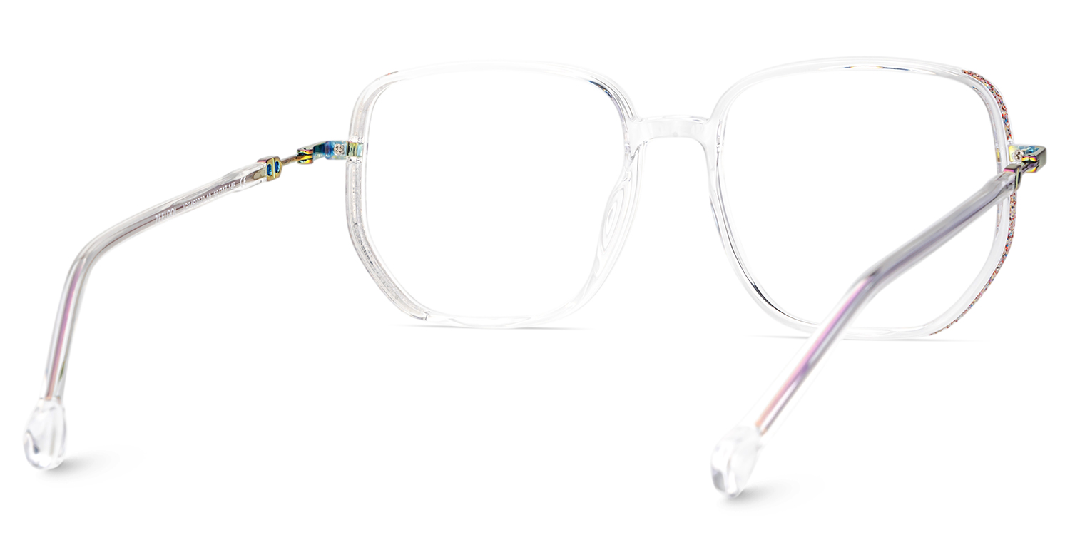 Joana Clear Glasses in Geometric Wide Frame Design | ZEELOOL UK5