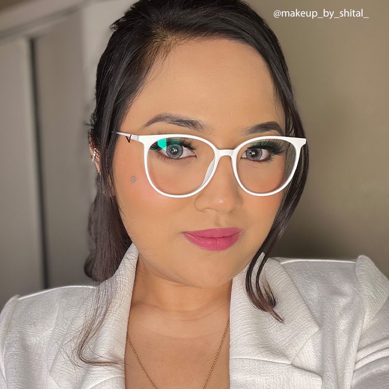 Chanty Round White Thin Frame Glasses | ZEELOOL UK6