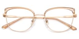 Beau Cat eye Beige Gold Glasses2