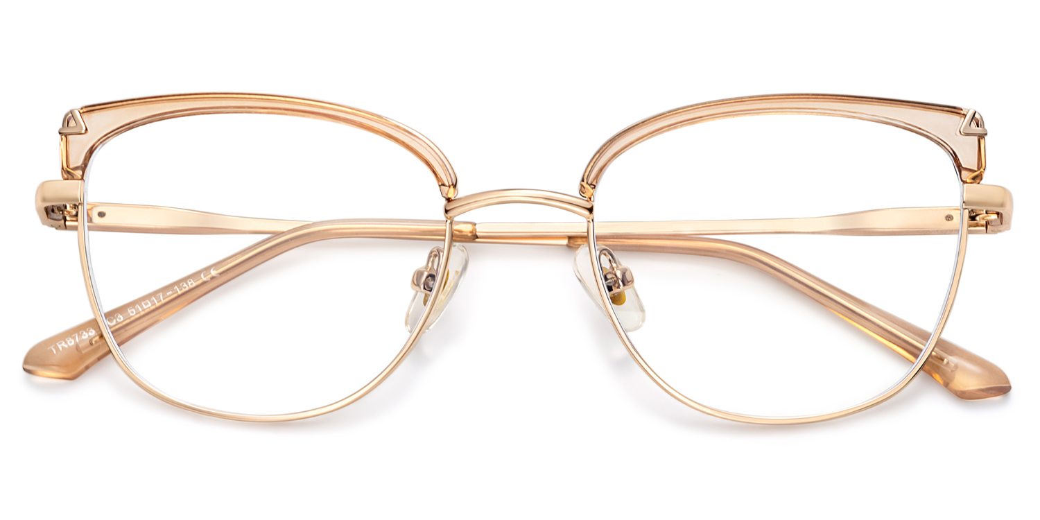 Beau Cat eye Beige Gold Glasses2
