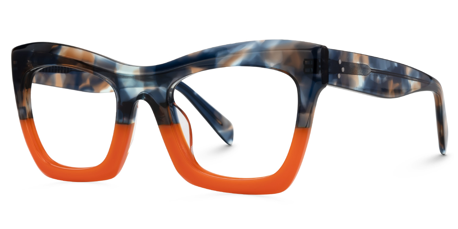 ZEELOOL Benitez Square Orange Glasses