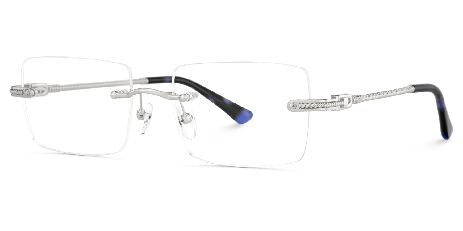 Silver Rimless Eyeglasses Frames With Adjustable Nose Pads4