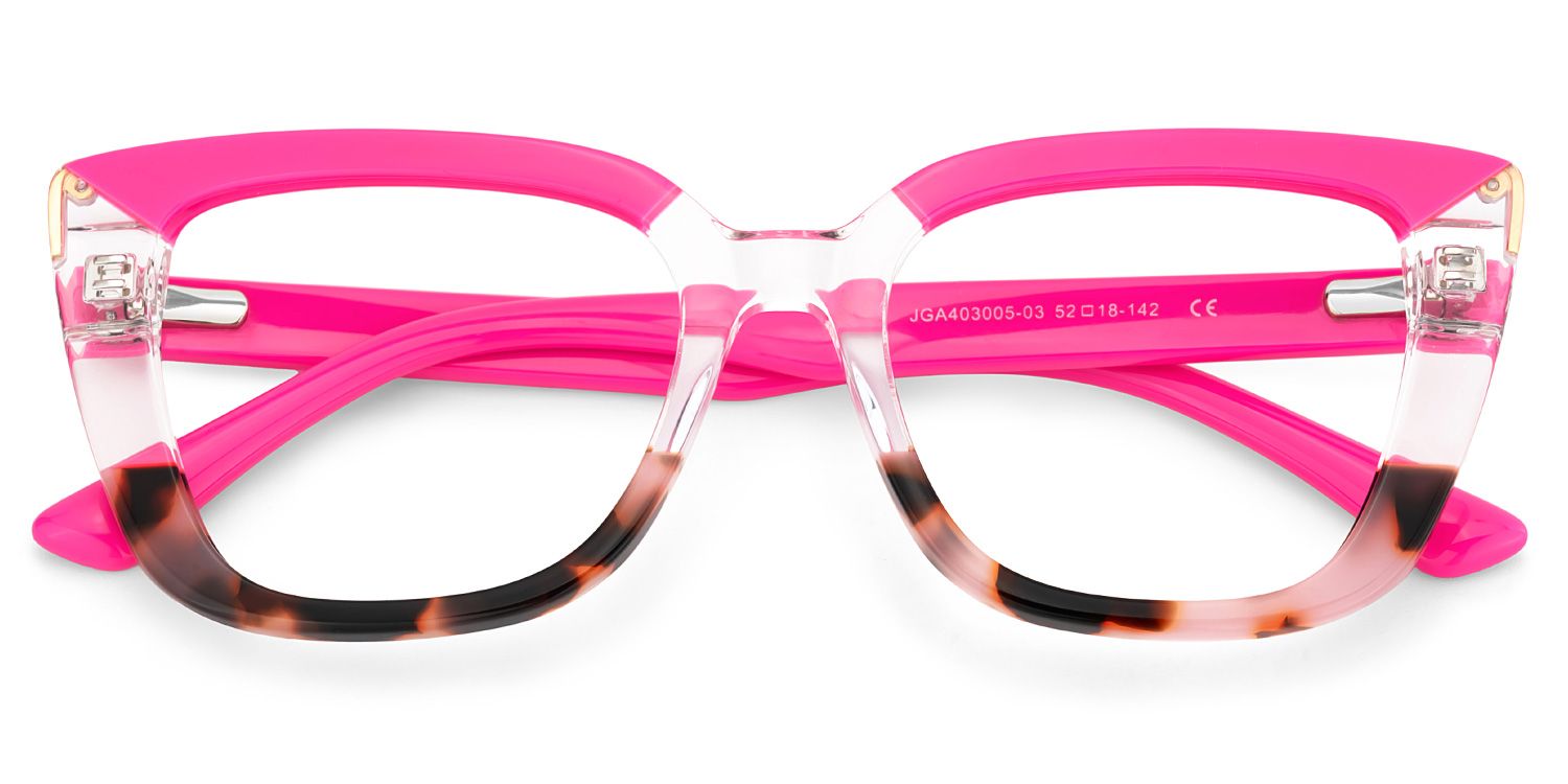 Neon Pink Rectangle Glasses Frames For Women2