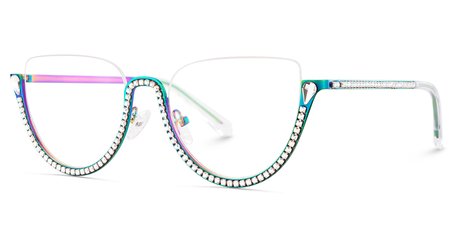 Half Frame Cat Eye Glasses With Shiny Diamonds4
