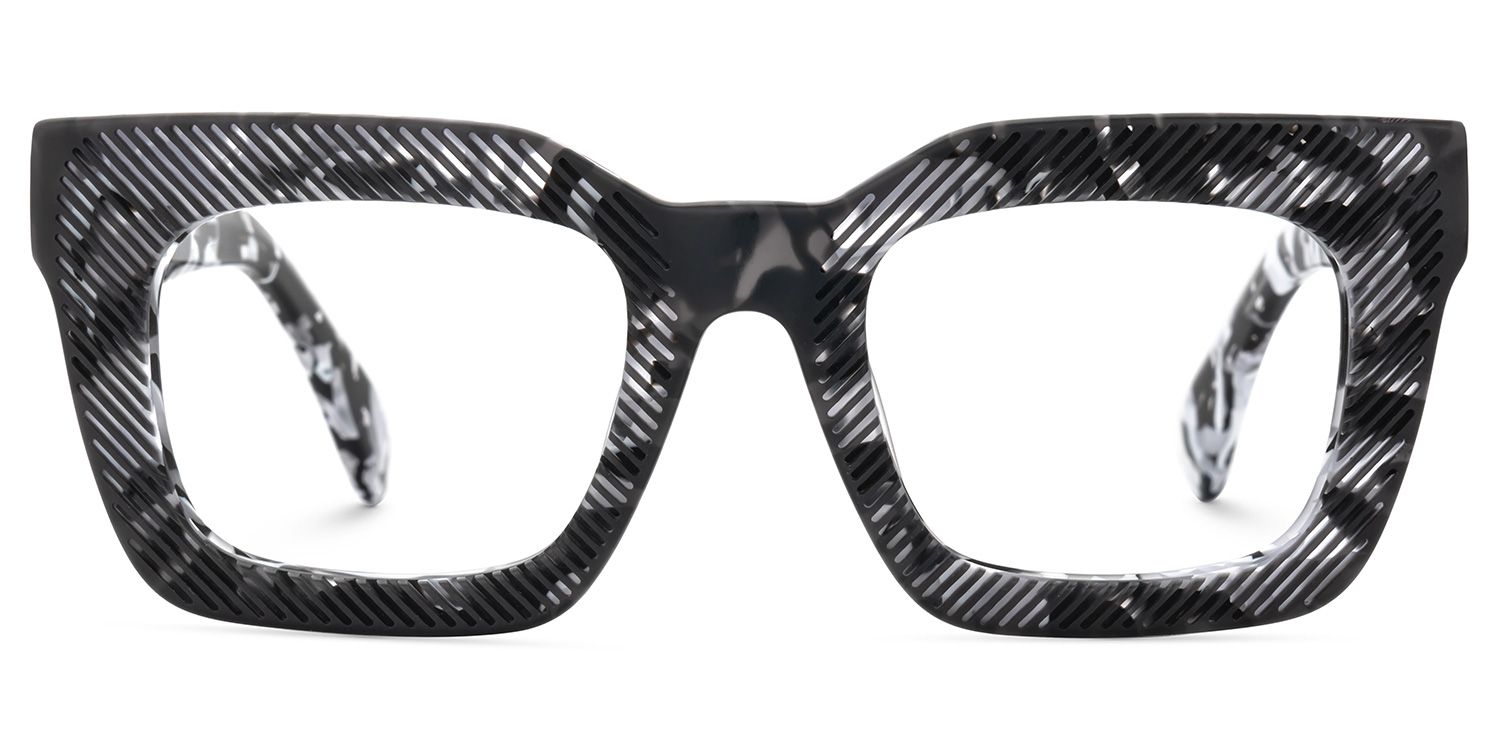 Thick Square Eyeglasses With Black Marble Color | Zeelool1