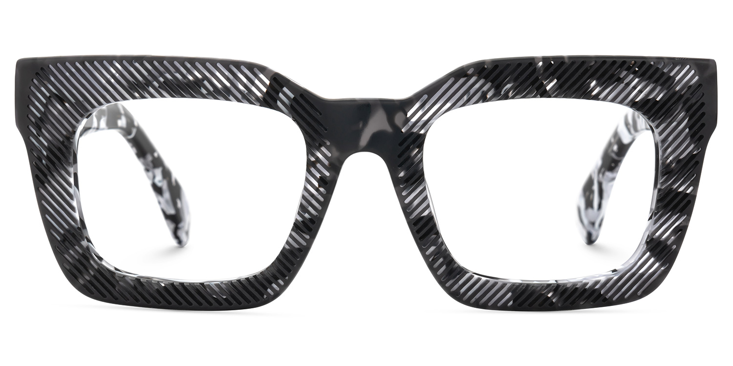 Thick Square Eyeglasses With Black Marble Color | Zeelool1