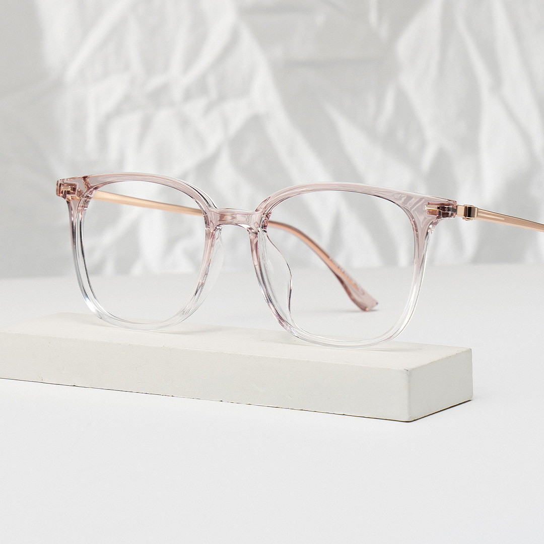 Cora Square Pink Frame Eyeglasses for Woman| ZEELOOL UK0