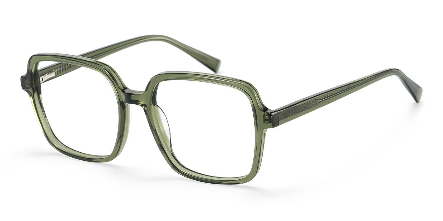Square Green Eyeglasses- Ember Acetate Frame Glasses2