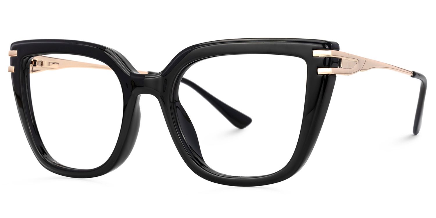 Roxane Black Horn Rimmed Glasses with Square Design1