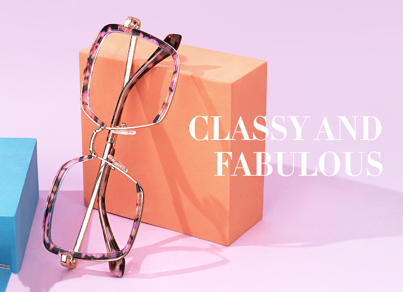 ZEELOOL Cordaro Square Pink-Floral Glasses