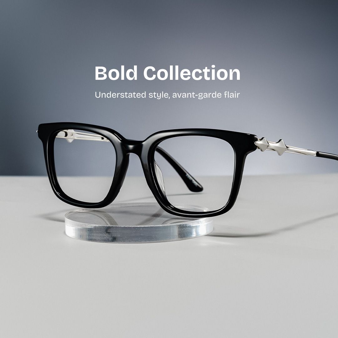 Reese black glasses with silver rims Online | ZEELOOL0
