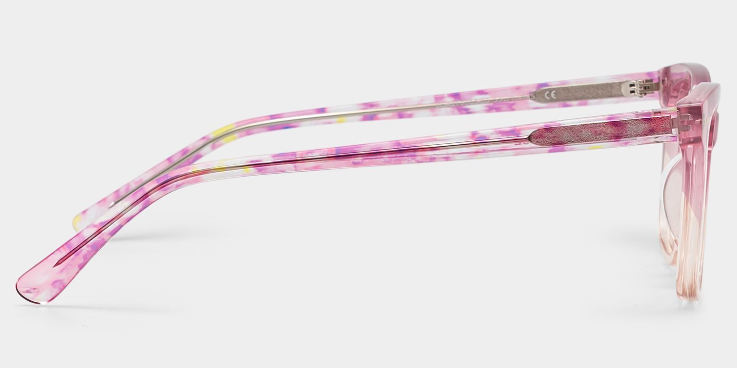 Layla Floral Pink Square Acetate Glasses for Women | ZEELOOL4