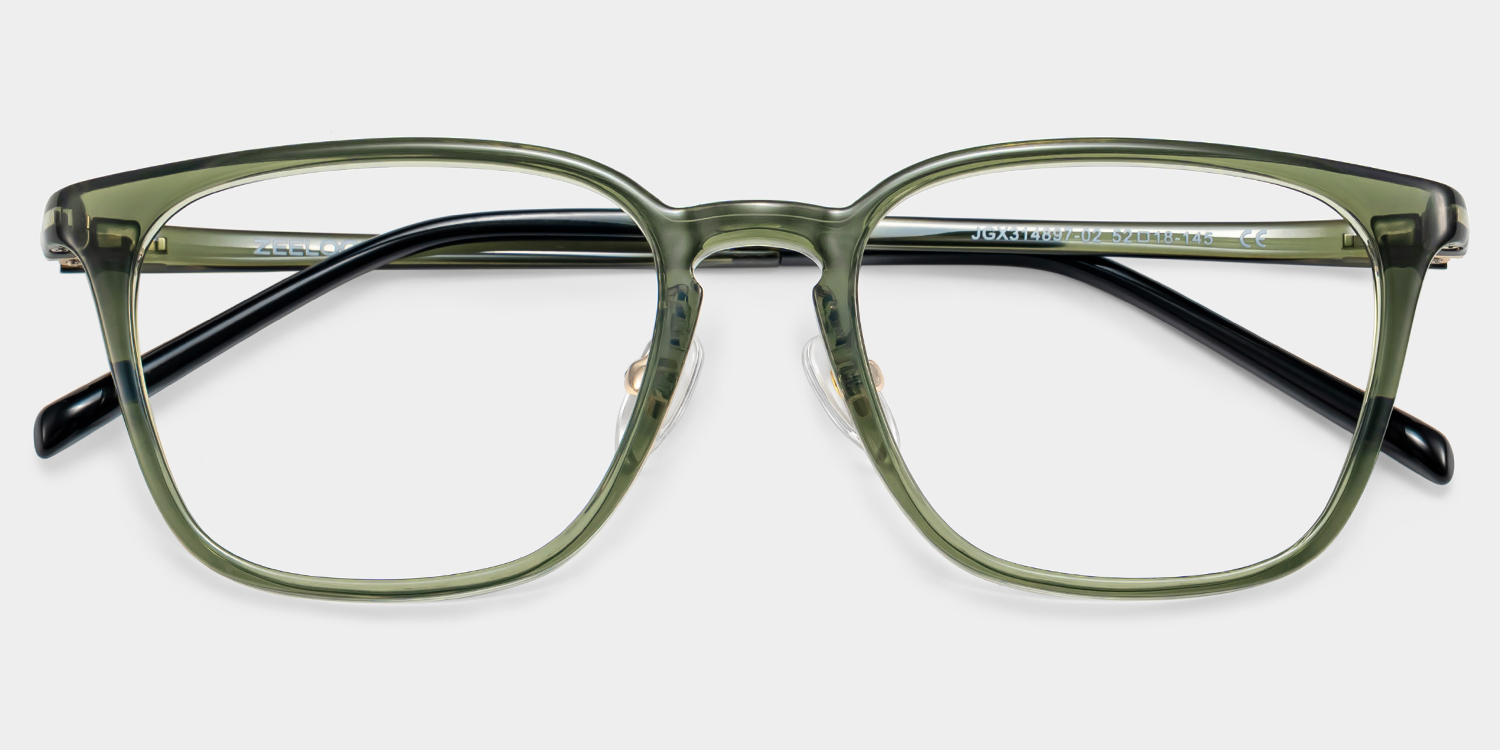 Lily Rectangle Green Glasses2