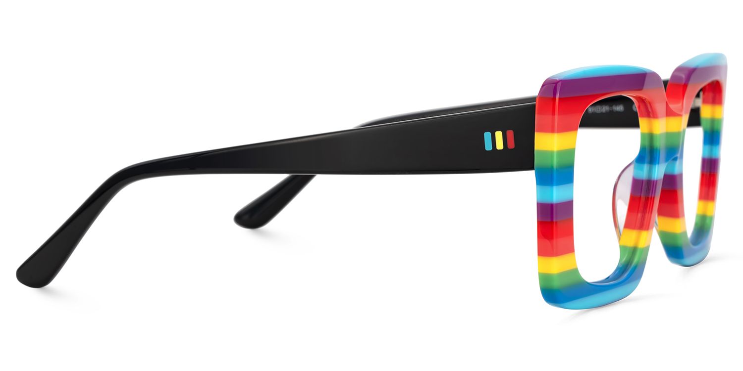 Dianna Rainbow Rectangle Thick Frame Glasses | ZEELOOL UK4