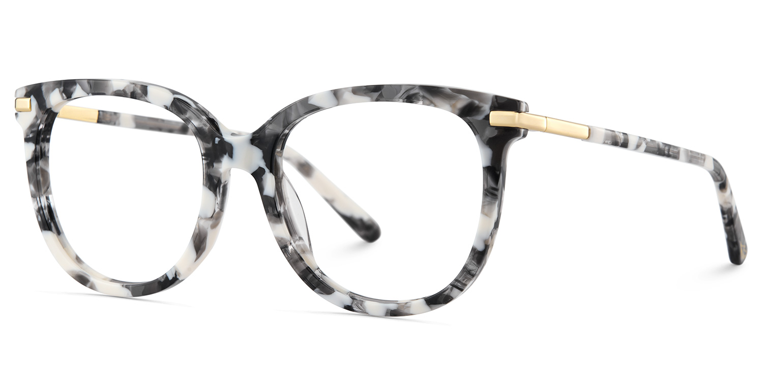 Round Grey Glasses With a Marble Pattern4