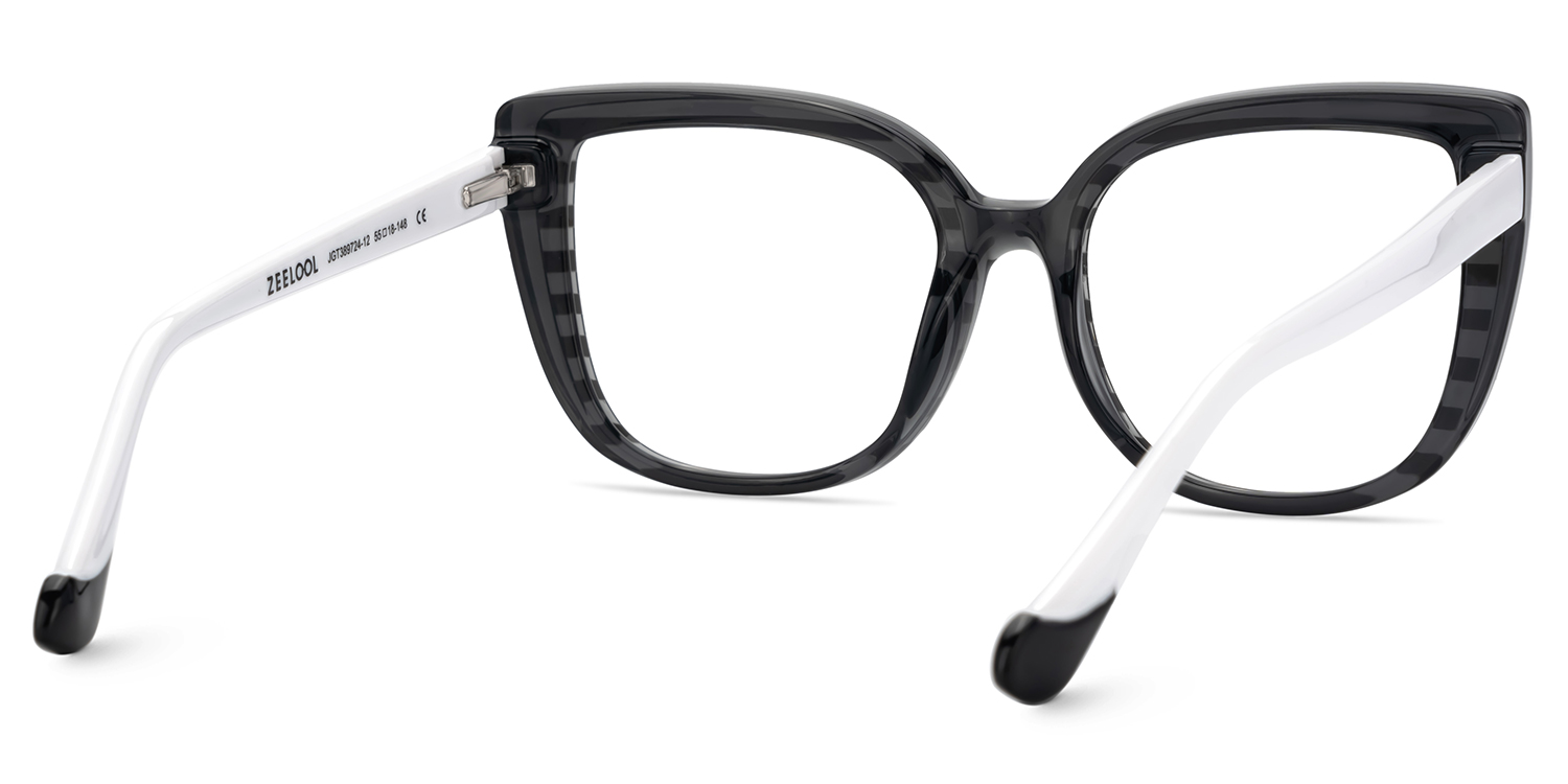 Large Black White Eyeglasses Frames With Cat Eye Shape5