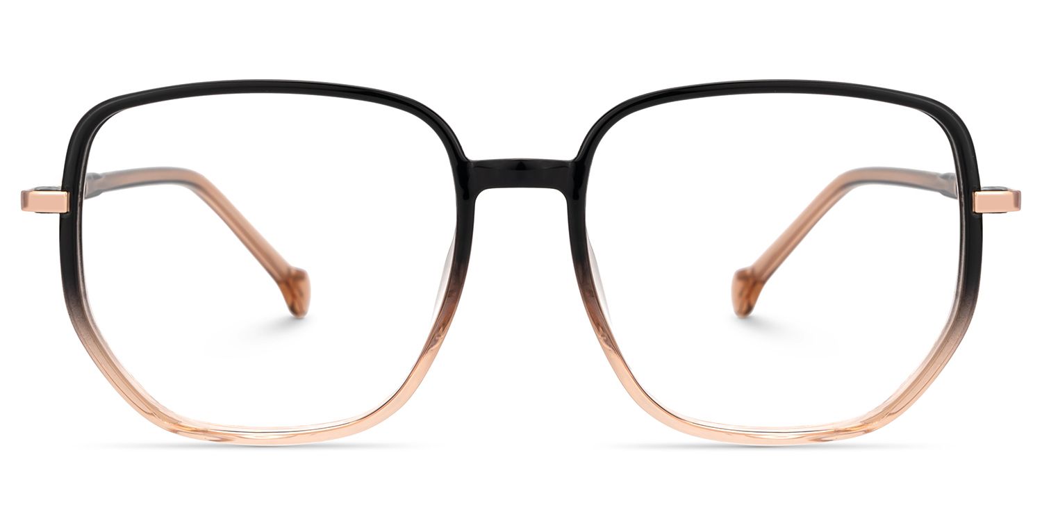 Joana Black and Beige Glasses in Geometric Wide Frame Design1