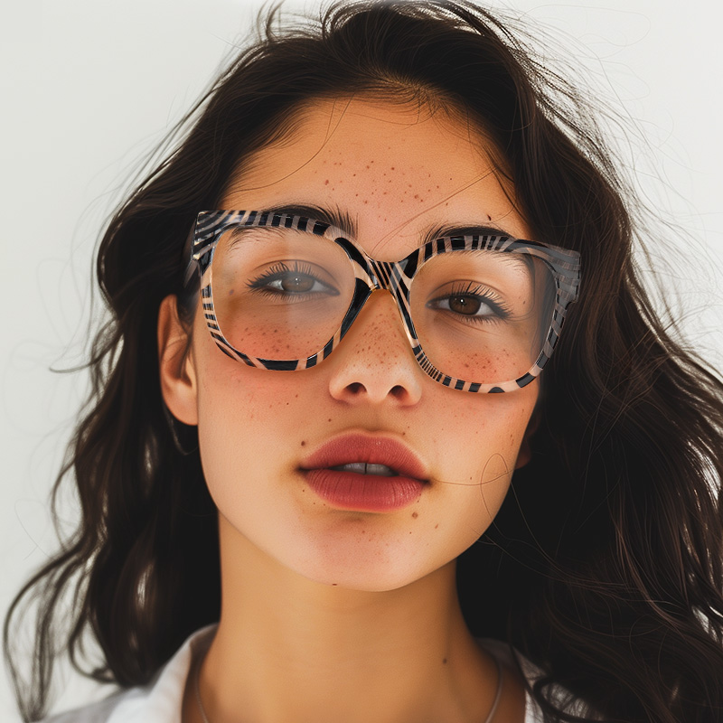 Reineke Zebra Print Eyeglasses and Square Frames4