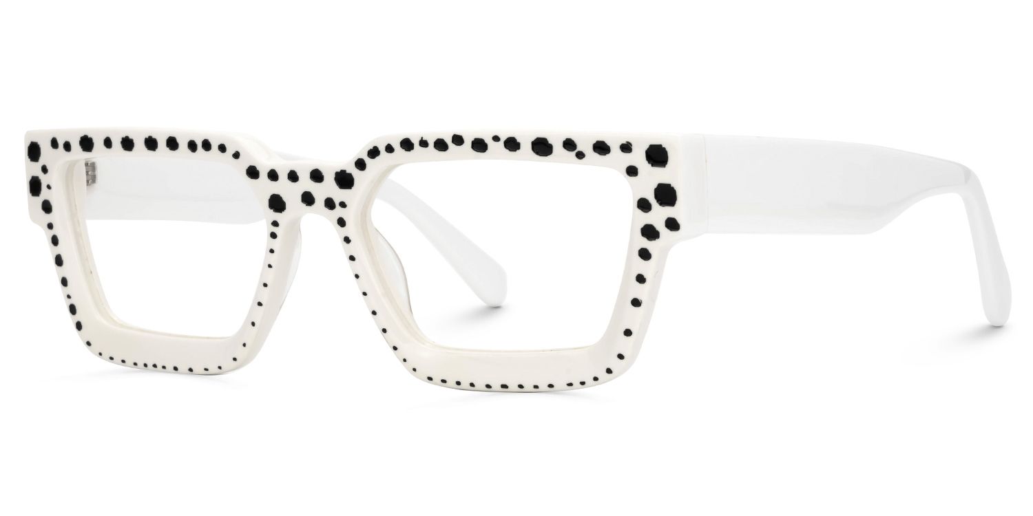 Gabriela Acetate Rectangle White Frame Glasses | ZEELOOL UK1