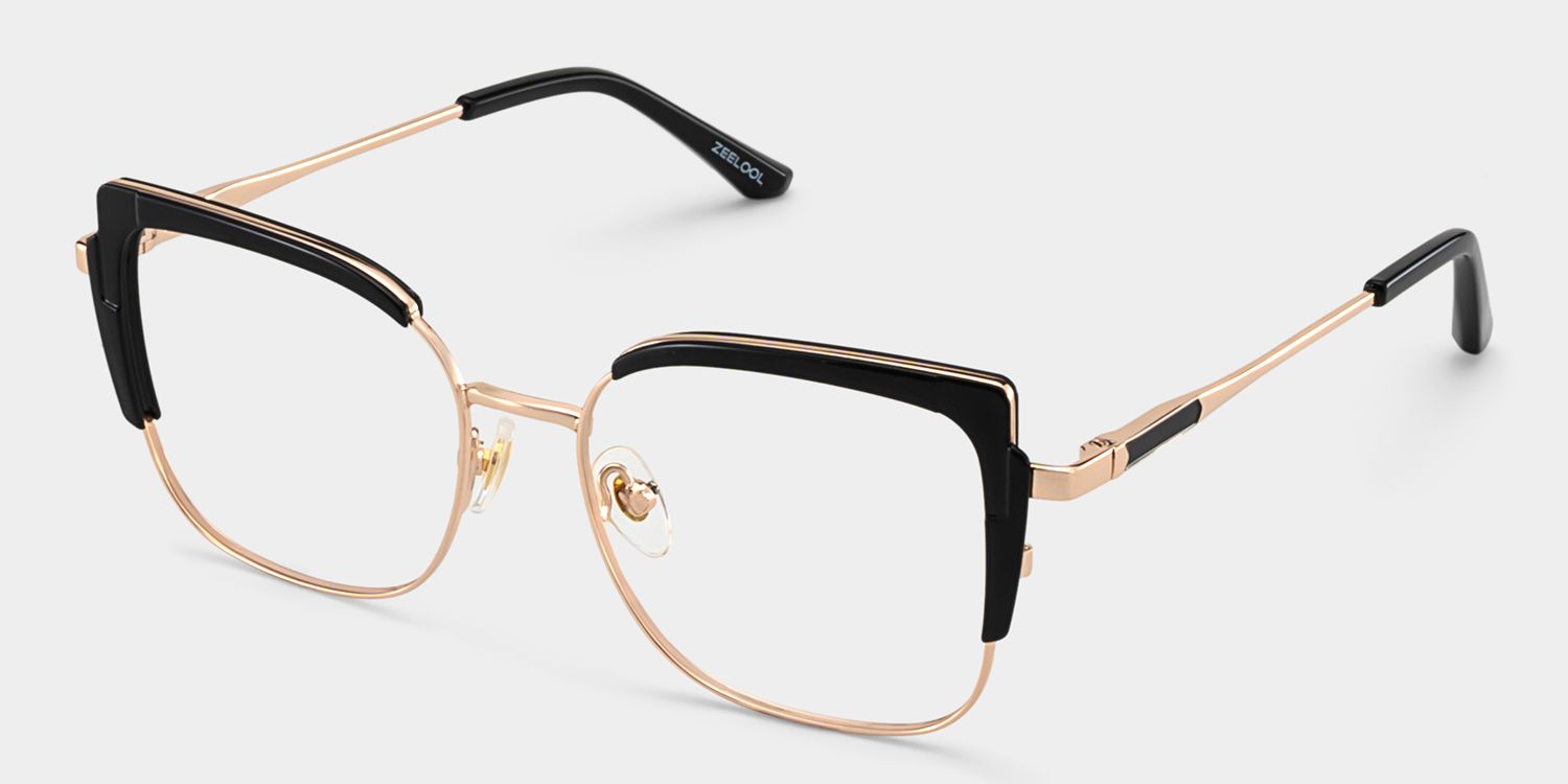 Black Thin Frame Glasses With Metal Material3