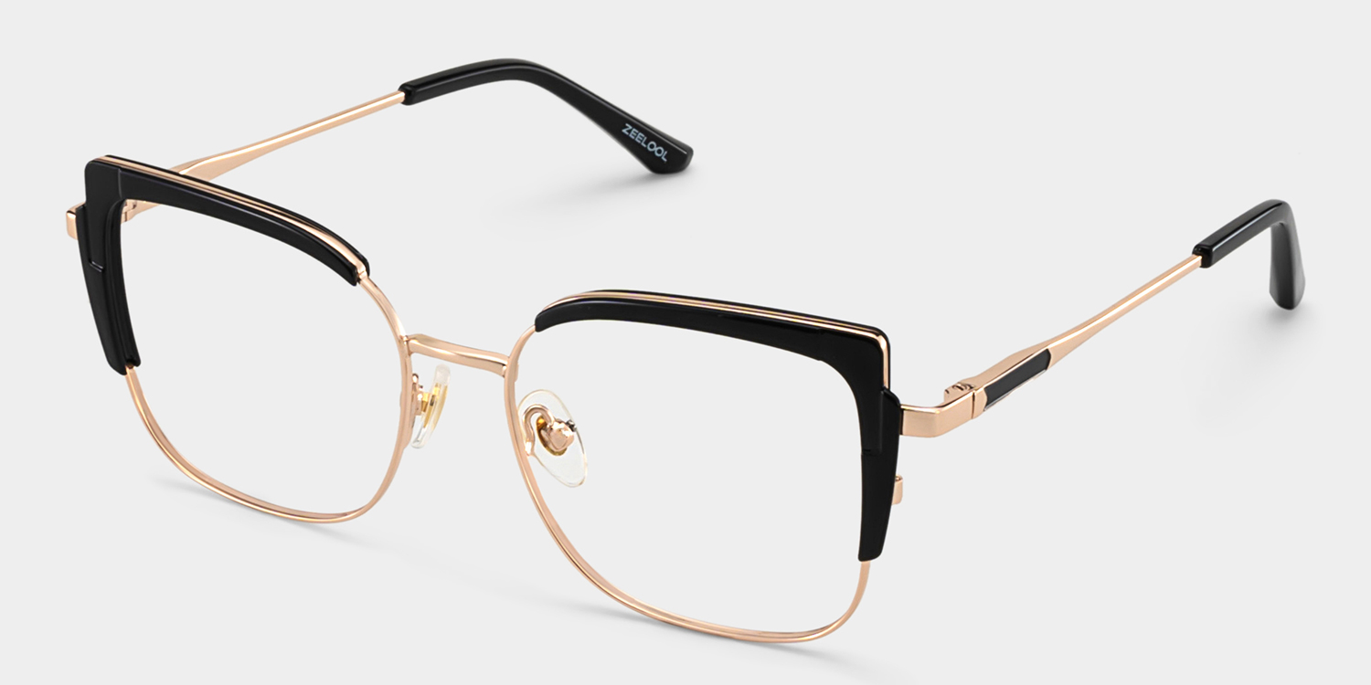 Black Thin Frame Glasses With Metal Material3