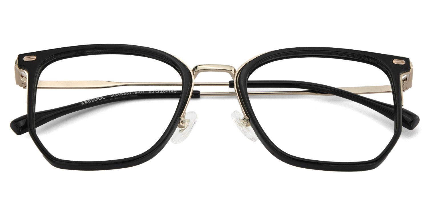 Roque Mixed-material Geometric Black Frame Glasses | ZEELOOL UK1
