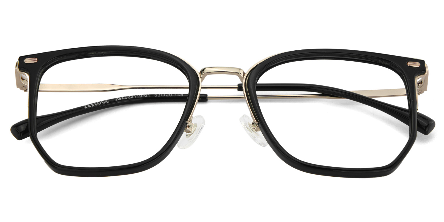 Roque Mixed-material Geometric Black Frame Glasses | ZEELOOL UK1