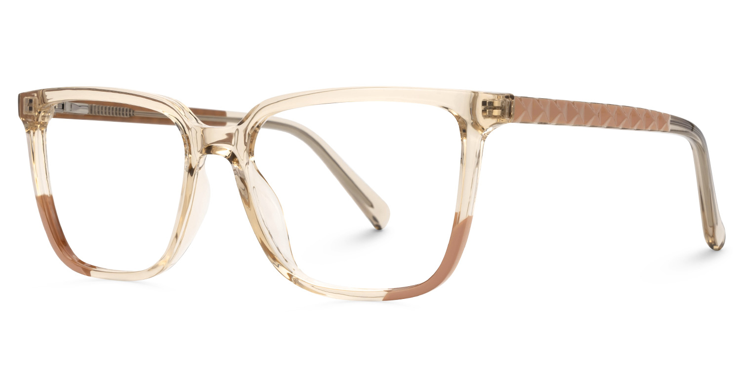 Krissy Champagne Eyeglasses in Square Full-Frame  | ZEELOOL UK1