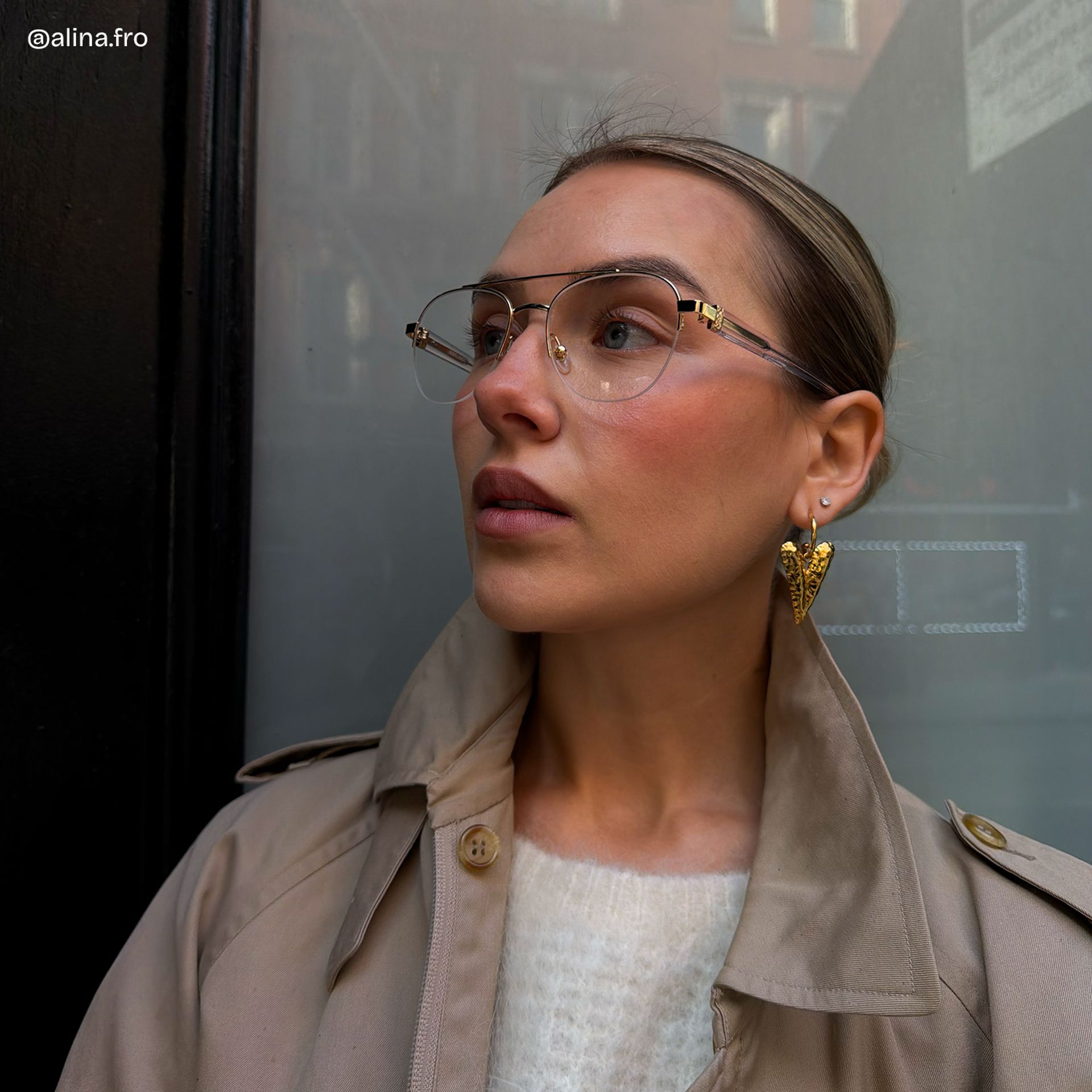 Emily Light Gold Frame Glasses with Aviator Frame Online | ZEELOOL6