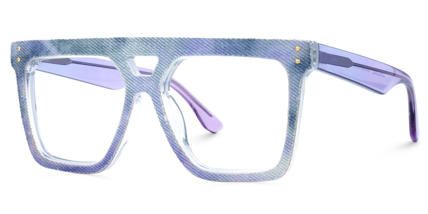 Rubin Blue Purple Denim Eyeglasses | ZEELOOL UK1