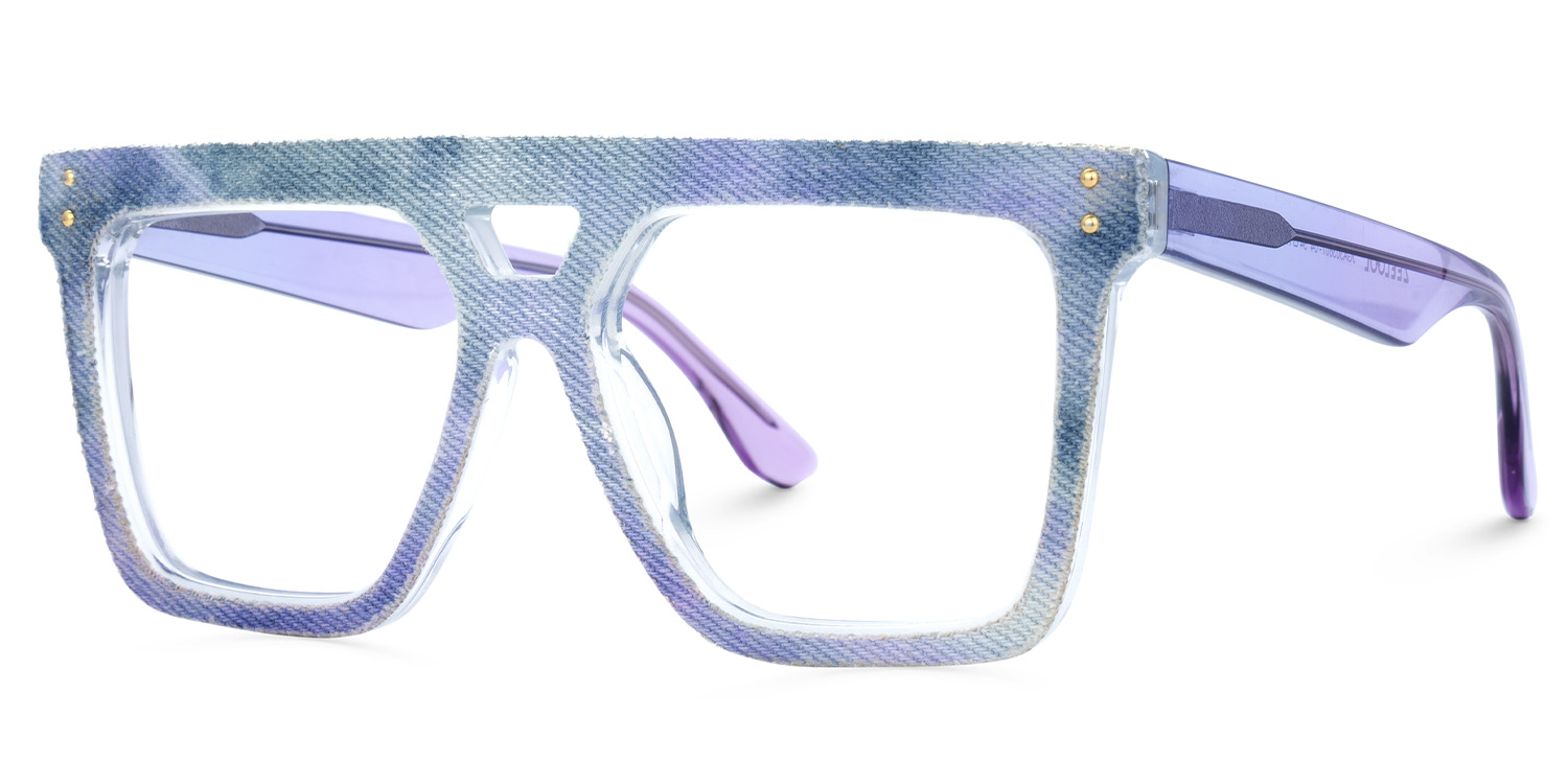 Rubin Blue Purple Denim Eyeglasses | ZEELOOL UK1
