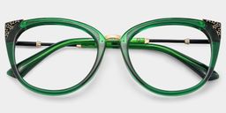Dalton Dark-Green Cat eye Glasses1