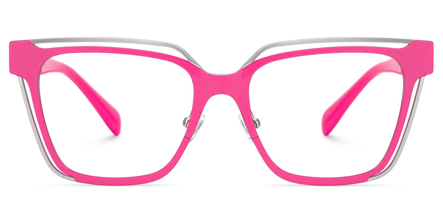 Bright Pink Eyeglass Frames With Square Shape0