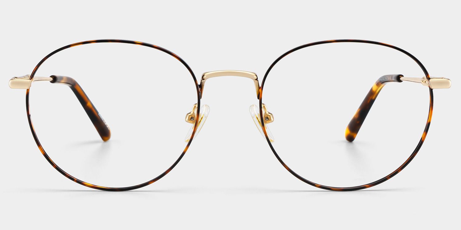 Ian Tortoise Frame Glasses with Round Frame Online | ZEELOOL1