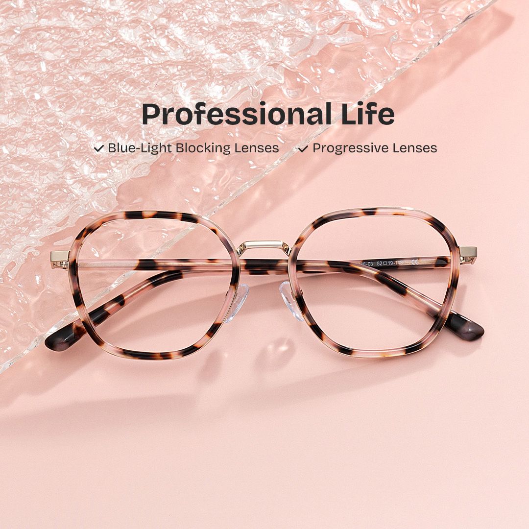 Mitchell Mixed Pink-tortoise Frame Glasses with Geometric Shape | ZEELOOL UK0