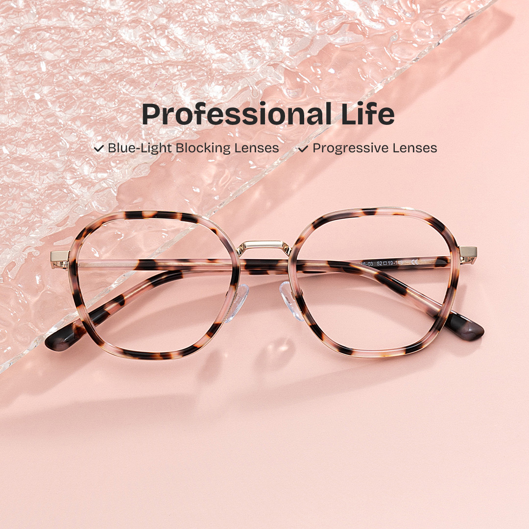 Mitchell Mixed Pink-tortoise Frame Glasses with Geometric Shape | ZEELOOL UK0