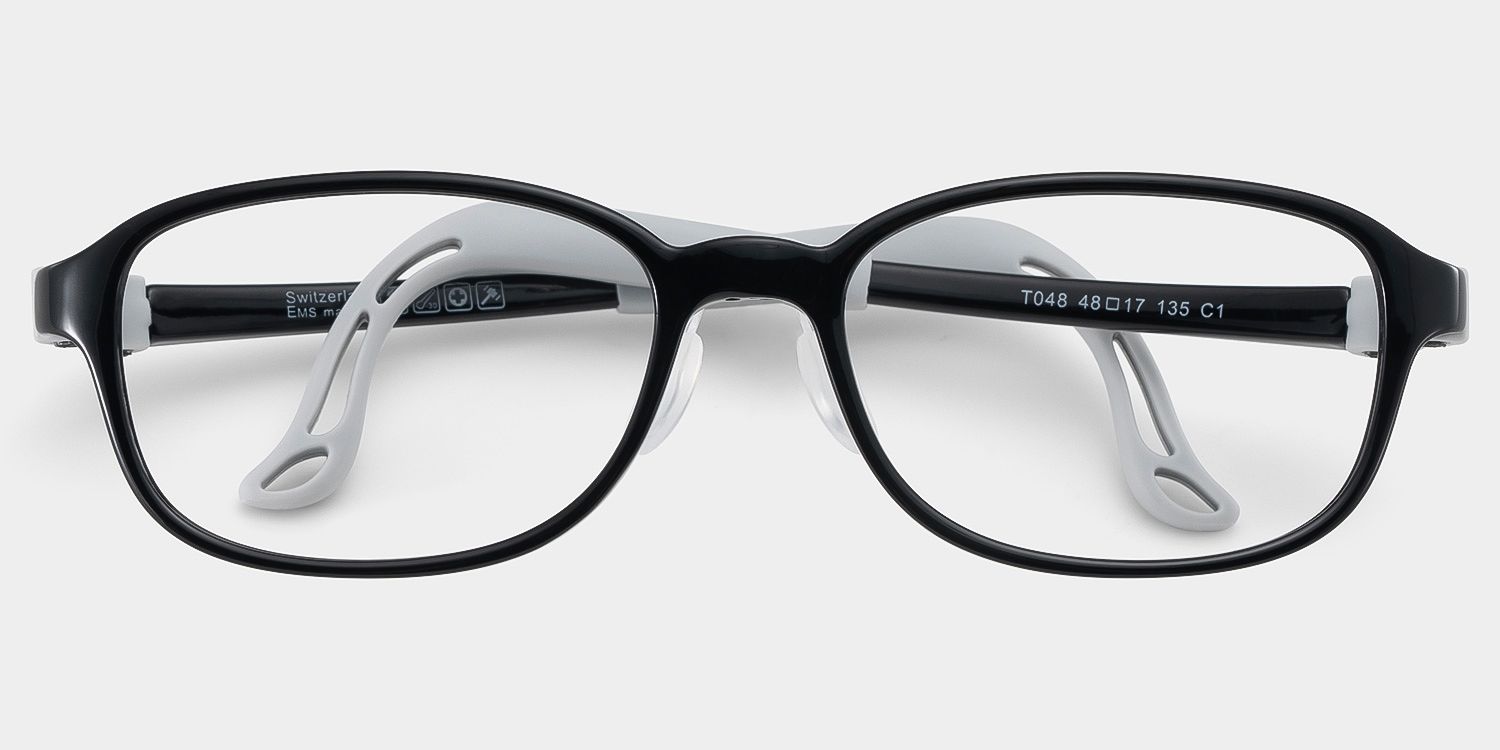 Bright Rectangle Black Frame Eyeglasses for Pre-tweens