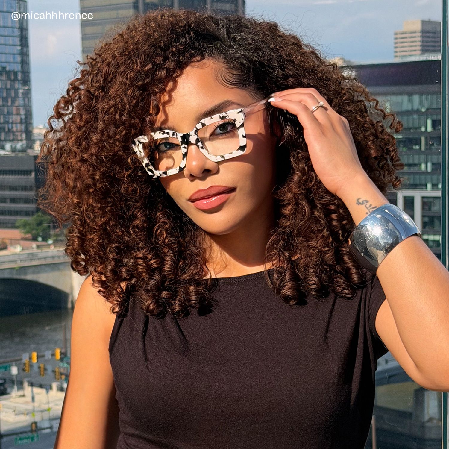 Megan Cow print Square Acetate Frame Glasses for Women | ZEELOOL6