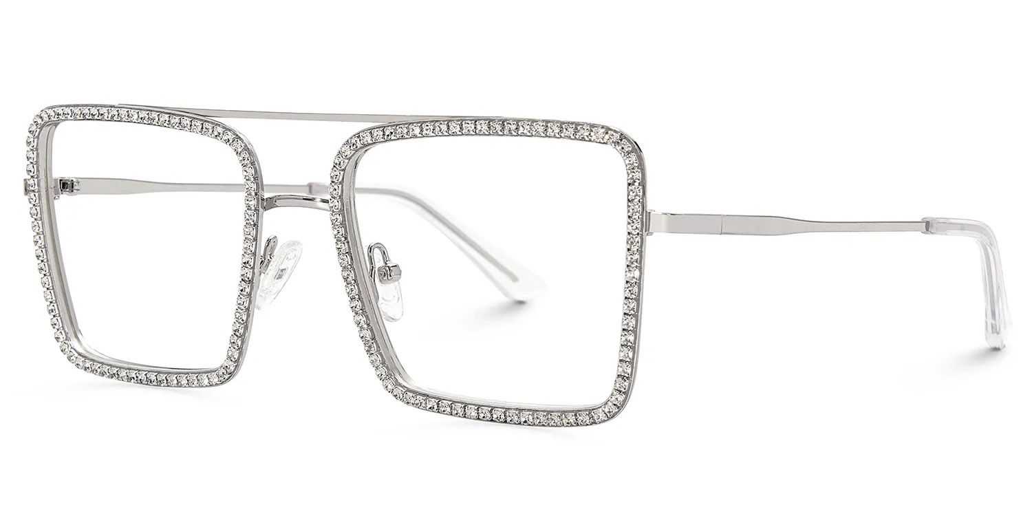 Diva Sparkle Glitter Glasses, Silver Eyeglass Frames3