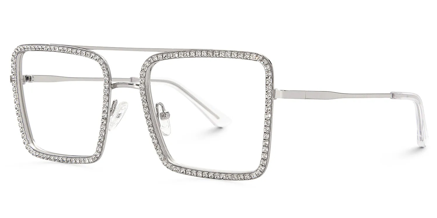 Diva Sparkle Glitter Glasses, Silver Eyeglass Frames3