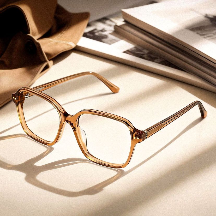 Clementine Clear Brown Square Glasses