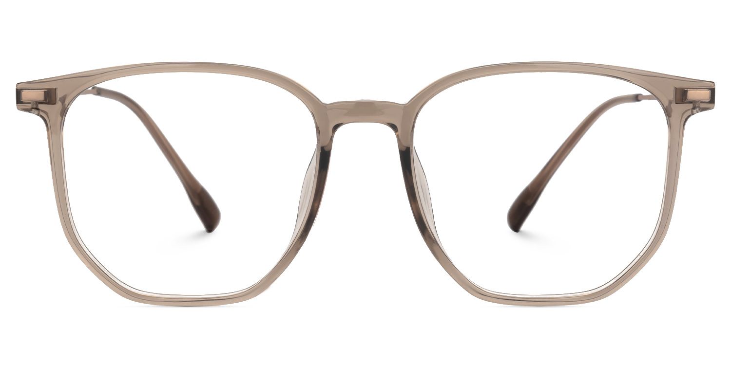 Bianca Mixed-Materials Geometric Brown Frame Glasses | ZEELOOL UK0