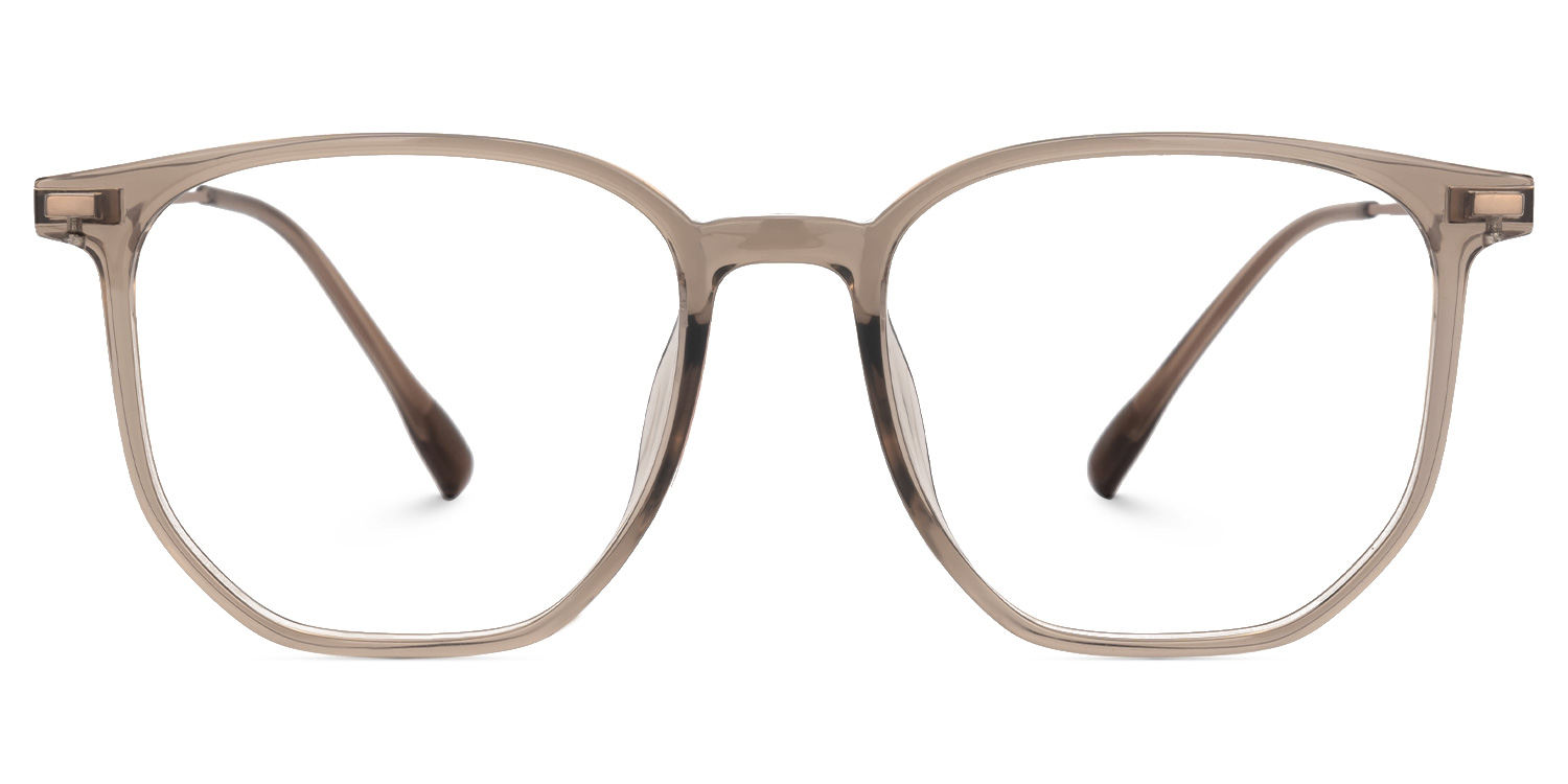 Bianca Mixed-Materials Geometric Brown Frame Glasses | ZEELOOL UK0