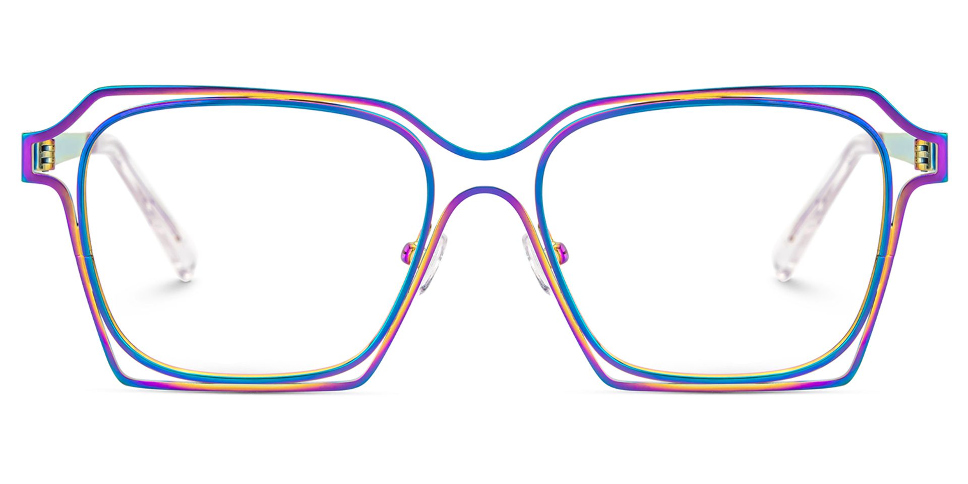 Foday Iridescent Frame Prescription Glasses with Geometric Shape1